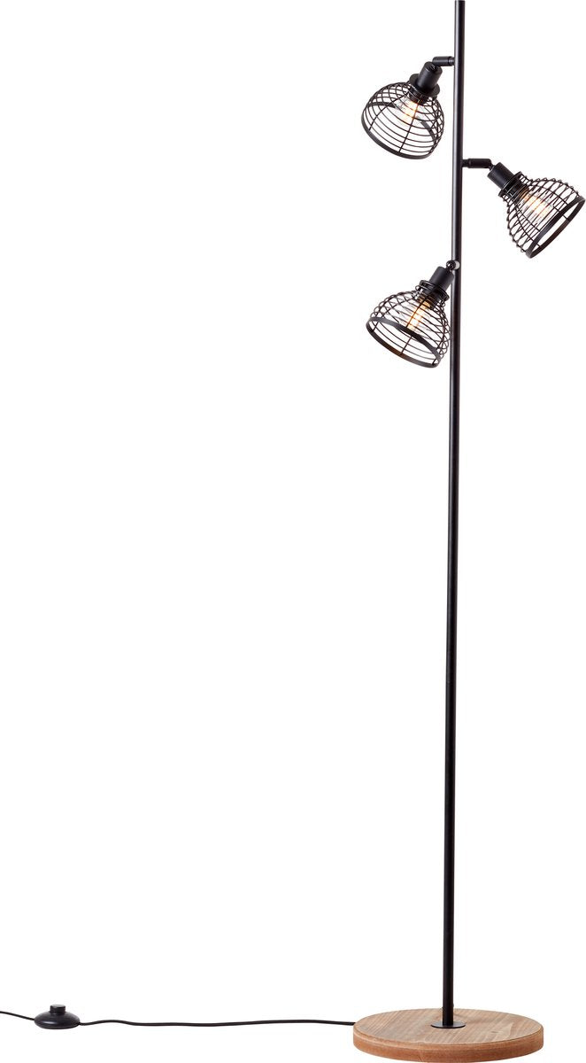 Brilliant Avia – Stehleuchte – E27 max. 3 x 40 W – schwarze Holzfarbe