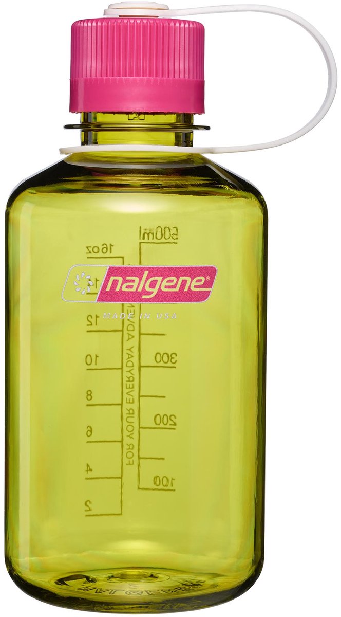 Nalgene – Enghalsflasche – Trinkflasche – Wasserflasche – 500 ml – Endivie mit Fuchsia-Lila-Halterung, neu!