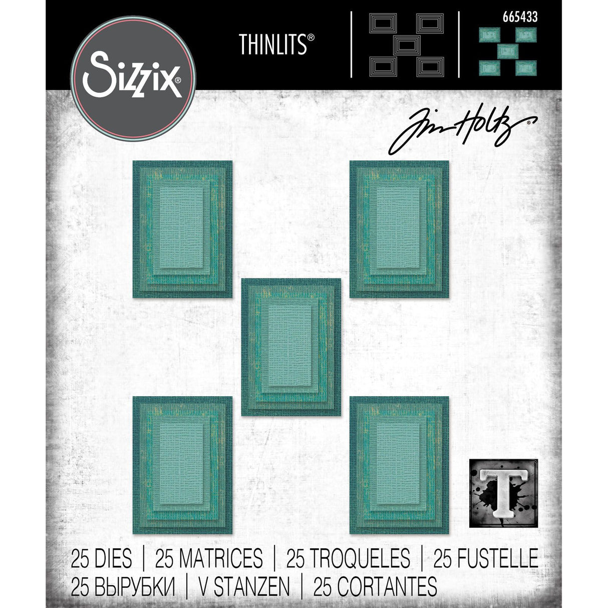 Sizzix • tim holtz thinlits die set stacked tiles rectangles 25pcs