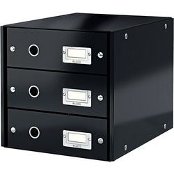 Leitz wow click store ladekast met 3 laden - 81% gerecycled karton - voor a4 formaten - ruimtebesparende opberger - zwart