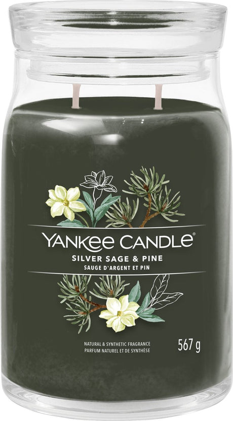 Yankee Candle – Duftkerze im großen Glas aus silberner Salbeikiefer – 90 Brennstunden – zwei Dochte