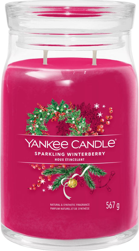 Yankee Candle – funkelnde Winterbeer-Duftkerze im großen Glas – 90 Brennstunden – zwei Dochte