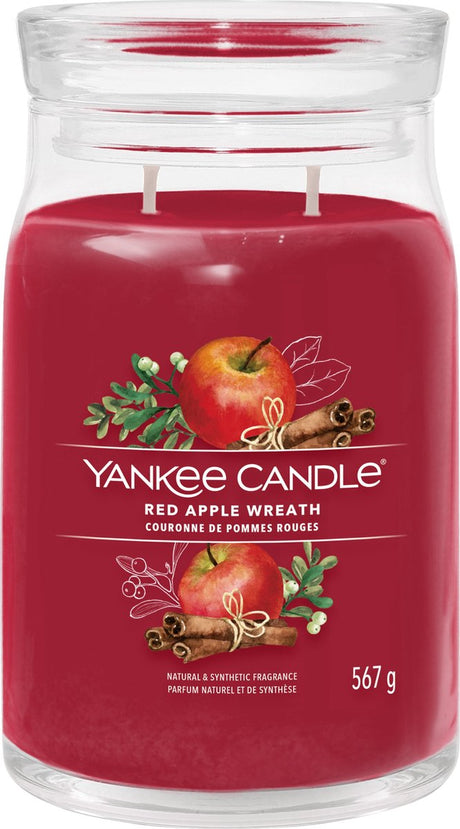 Yankee Candle – Duftkerze mit rotem Apfelkranz, großes Glas – 90 Brennstunden – zwei Dochte