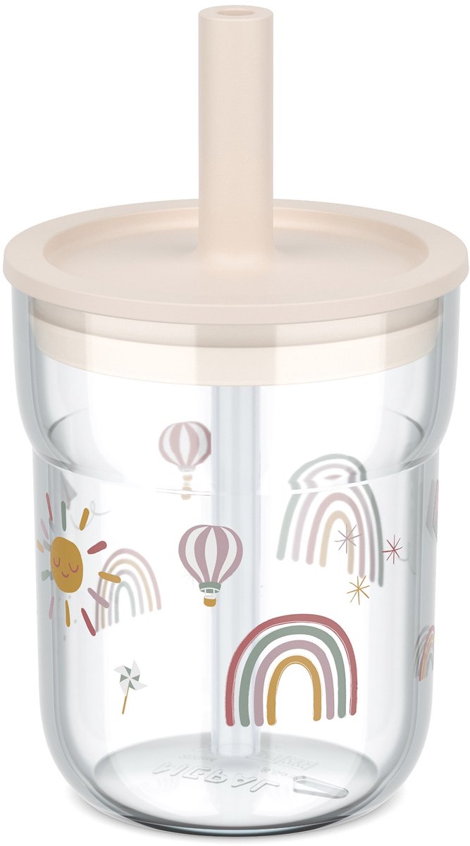 Mepal mio kinderbeker met rietje - 250 ml - makkelijk vast te houden - kinderservies - sunshine rainbow