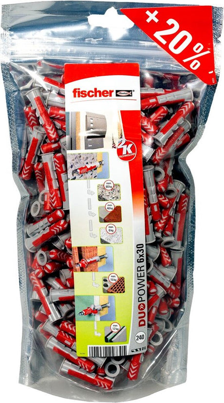 Fischer 536382 duopower 6 Bigpack Stecker 30 mm 6 mm 240 Stück