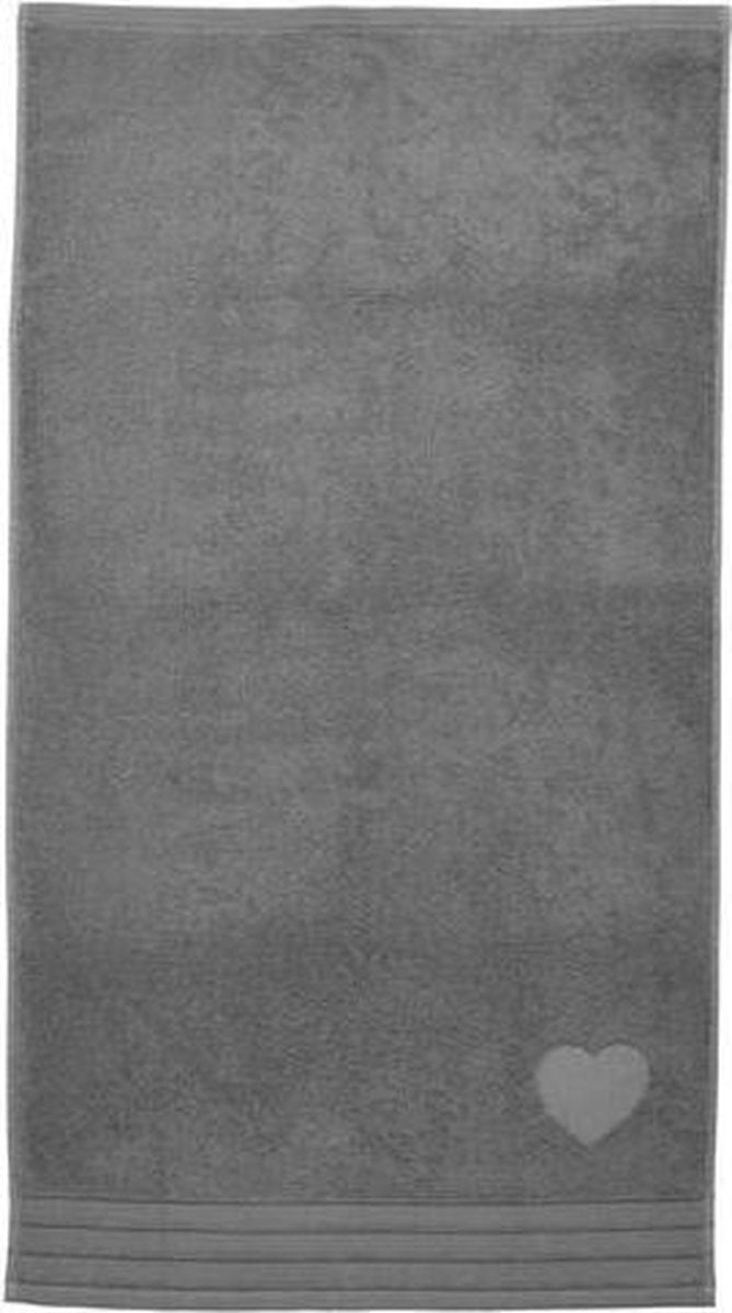 Riviera maison heart strandlaken - 100x180 cm - antraciet