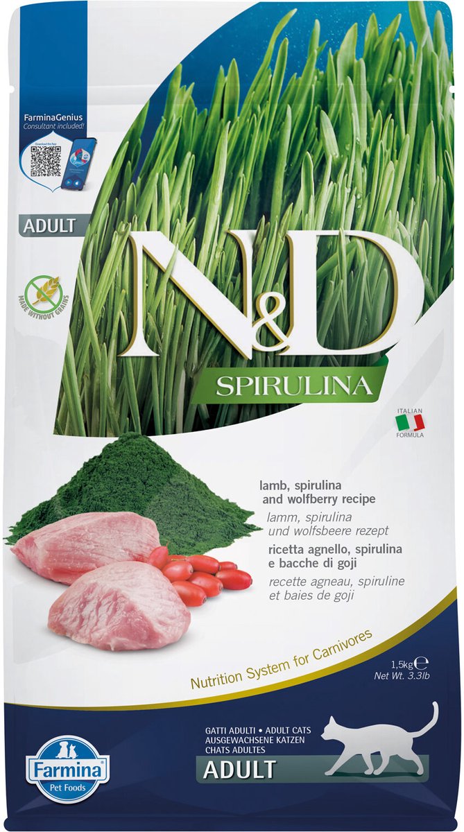 Farmina und Spirulina erwachsene Katze – Lamm – 1,5 kg