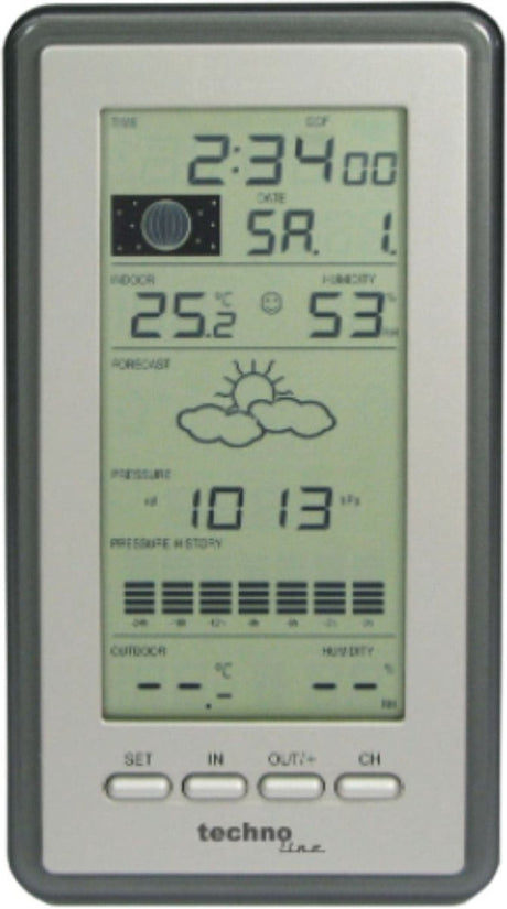 Technoline Wetterstation – ws 9040-it – 100 x 178 x 28 mm – silbergrau – mit 1 Außensensor 100 m – tl-ws9040-it