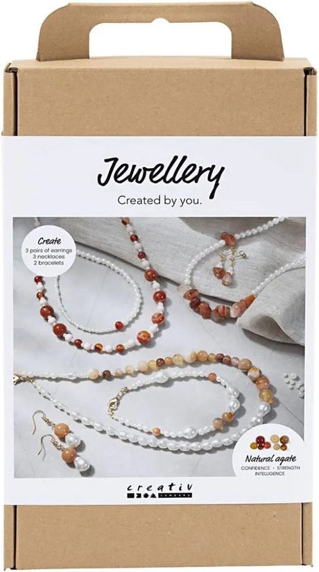 Creativ Company Hobby-Set Schmuck, Beige, gebranntes Orange, weißes Perlmutt, 1 Box