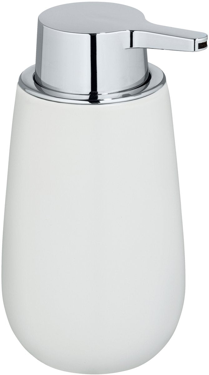 Wenko zeepdispenser badi wit mat keramiek 320ml - zeeppompje vrijstaand en navulbaar - badkamer toilet keuken