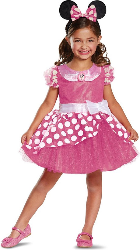 Disney-Disguise – Vorschul-CG-Minnie-Friends, rosa Minnie-Kleid Deluxe, Größe XS (3–4 Jahre), Mädchen