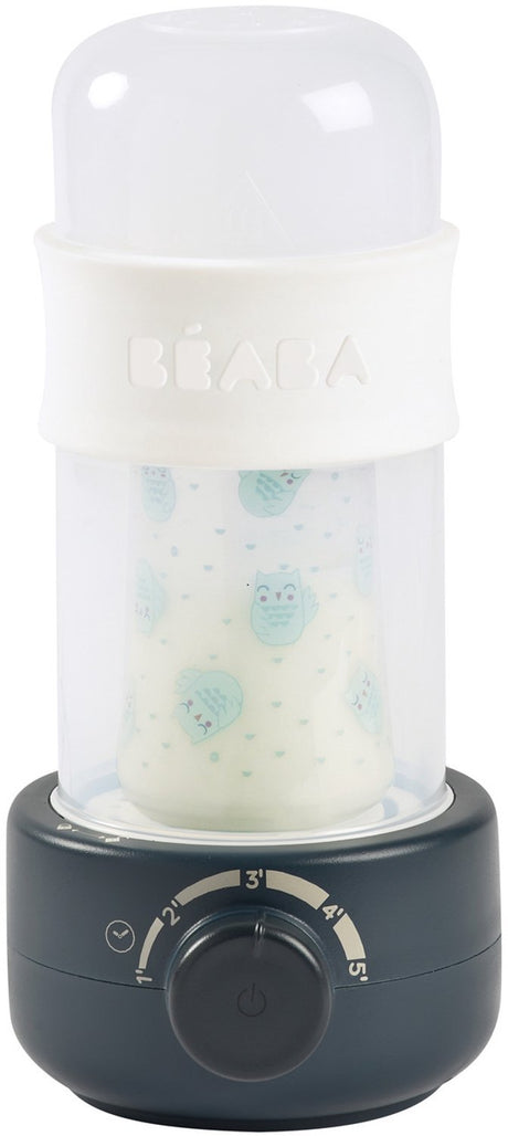 Béaba Zweitflaschenwärmer für Babymilch – kompakter Flaschenwärmer und Sterilisator für unterwegs – Flasche in 2 Minuten erwärmt und Babynahrung in 5 – präziser Timer – isolierte Zone gegen Verbrennungen – blau
