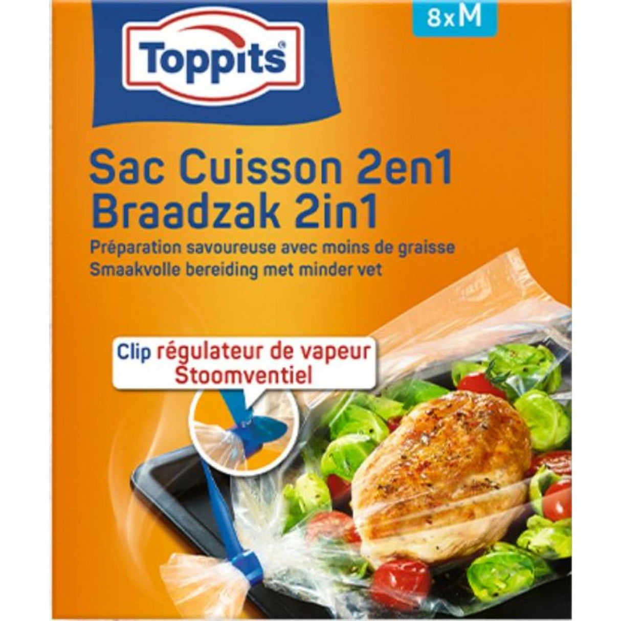 Toppits Brat- und Dampfgarbeutel 2-in-1 8 Stück