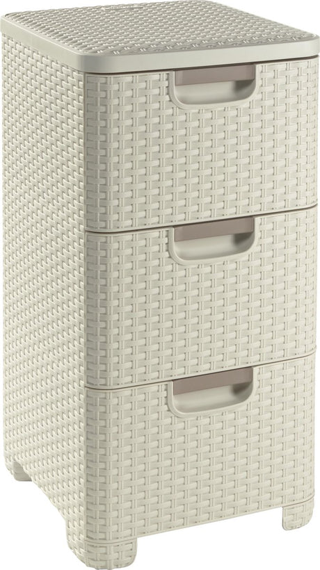 Schubladensystem im Curver-Stil – 3 x 14 l – Vintage-Weiß