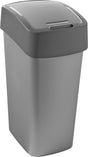 Curver Pacific Flip Bin – Abfallbehälter – 45 Liter – Silber Anthrazit