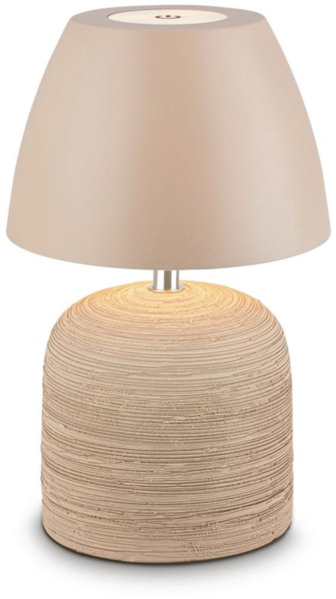 B.k.licht briloner cera – wiederaufladbare Tischleuchte – kabellos – für drinnen und draußen – dimmbar – wiederaufladbarer Akku – Keramik – beige – ø14 x 36 cm
