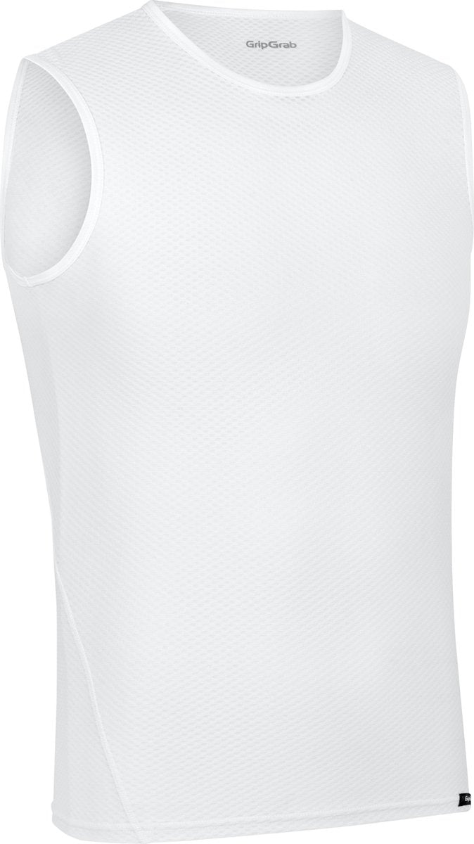 Gripgrab – Ultraleichtes, ärmelloses Mesh-Basisschicht-Sommer-Fahrrad-Unterhemd, Polygiene-Sweatshirt – Weiß – Herren – Größe XXL