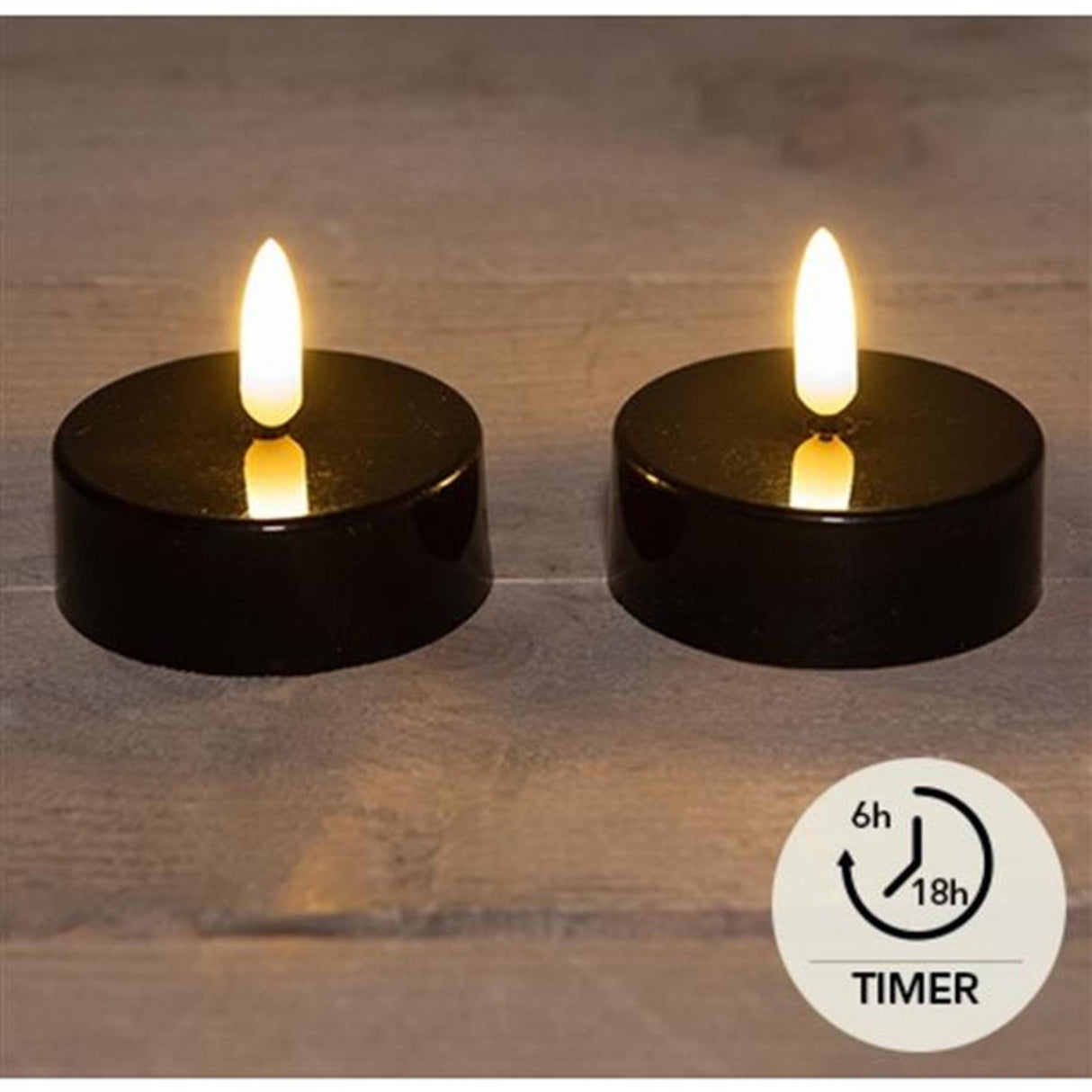 Anna's Collection LED-Teelichter Jumbo schwarz 2er-Set ø6cm