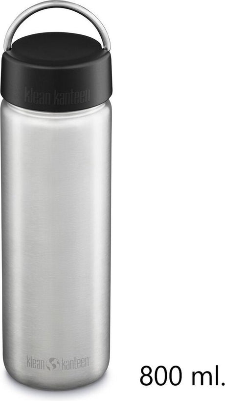 Klean Kanteen Wide Single Wall 800 ml 27oz – Edelstahl silber – mit breiter Ringkappe