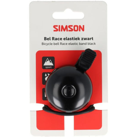 Simson racefietsbel met elastische bevestiging - zwart