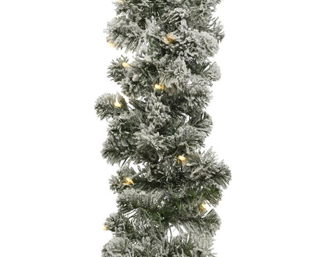 Decoris imperial guirlande besneeuwd 270x25cm 50led. met timer. op batterij