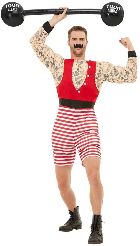 Smiffys – Deluxe Strongman-Kostüm – M – Rot-Weiß