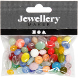 Creativ Company Glasperlen, rund, oval, kreisförmig, D 6-13 mm, Lochgröße 0,5-1,5 mm, verschiedene Farben, 60 gr 1 Box
