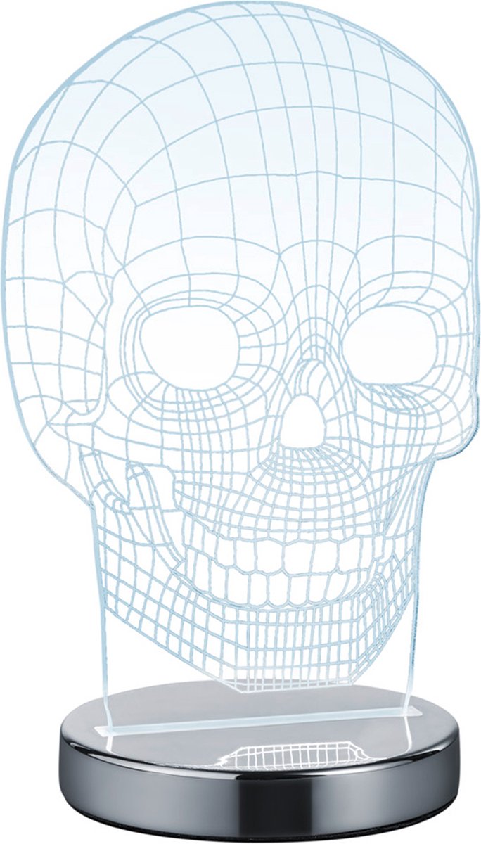 Rl lebe dein Licht Reality Skull - Tischleuchte - Chrom - inkl. 1x SMD 7 W - Schnurschalter - Lichtfarbe einstellbar - nicht dimmbar