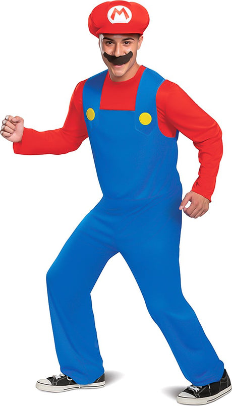 Verkleidung Nintendo – Super Mario Bros., Mario Classic Erwachsene, Größe L XL (42–46), Erwachsene