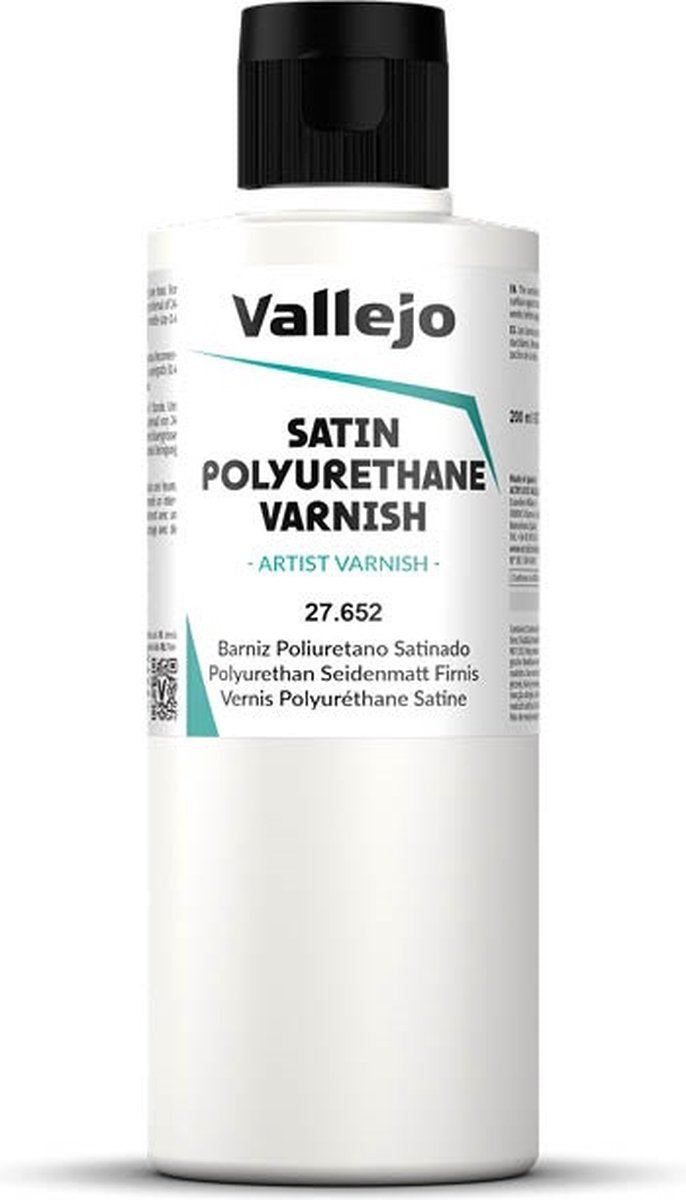 Vallejo Hobbyfarbe – 27652 satinierter Polyurethan-Lack – Farbflasche – 200 ml