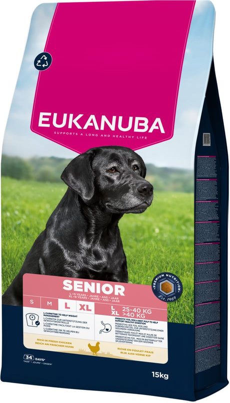 Eukanuba senior – Trockenfutter für Hunde – Huhn – 15 kg – große Rassen