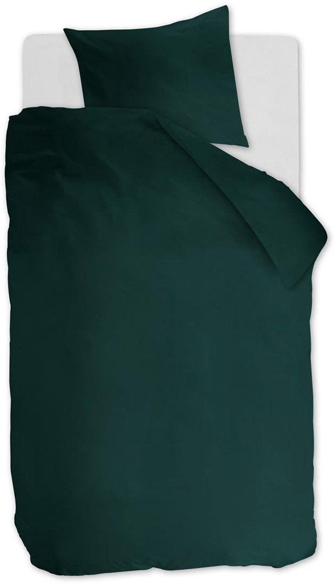 Ambiante cotton uni dekbedovertrek - effen - eenpersoons - 140x200 220 - donker groen