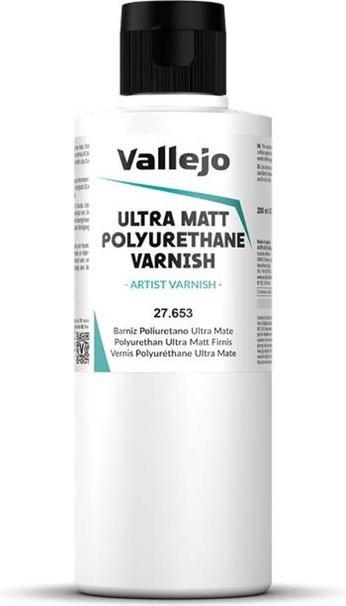 Vallejo Hobbyfarbe – 27653 ultramatter Polyurethan-Lack – Farbflasche – 200 ml