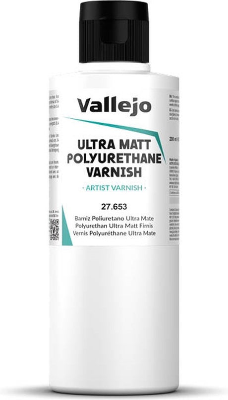 Vallejo Hobbyfarbe – 27653 ultramatter Polyurethan-Lack – Farbflasche – 200 ml
