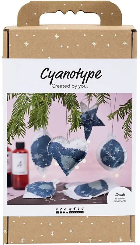 Creativ Company Hobby-Set Cyanotypie, Weihnachtsdekorationen mit Cyanotypie, Blau, Silber, 1 Box