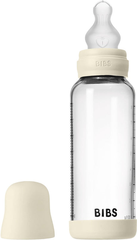 Bibs-Flasche – mittlerer Durchfluss – 240 ml – Silikonglas – Elfenbein