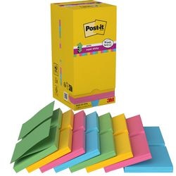Post-it value pack: ® super sticky z-notes, asperge, fuchsia -neon geel, mediterraan blauw, 76 x 76 mm, 14 blokken + 2 gratis