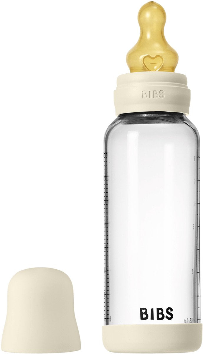Bibs-Flasche – mittlerer Durchfluss – 240 ml – Glaslatex – Elfenbein