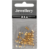Creativ Company Quetschperlen Tube, Größe 2x2 mm, Lochgröße 1,4 mm, vergoldet, 80 Stück 1 Box