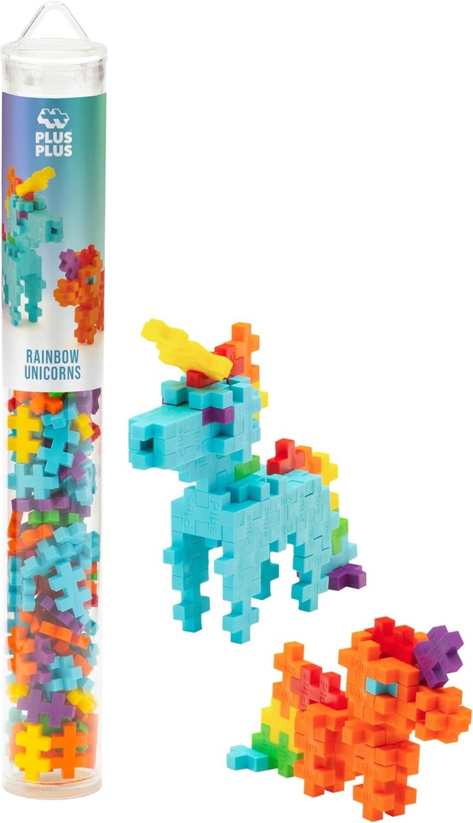 Plus-Plus Regenbogen-Einhörner Einhorn – 100-teiliges Bauset – 4372 – Bauspielzeug – Konstruktionsspielzeug – Set mit Bausteinen – ab 5 Jahren