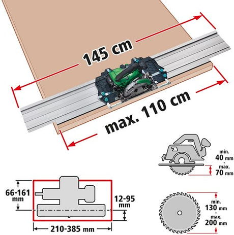 Wolfcraft Guide Schiene für Handkreissäge FKS 145