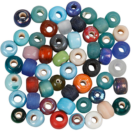 Creativ Company Glasperlen, D 9 mm, Lochgröße 2,5-3 mm, ca. 680 Stück, verschiedene Farben, 500 g 1 Karton