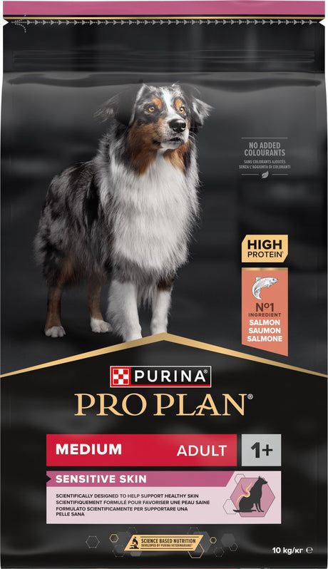 Pro Plan Purina® ® Sensitive Skin Medium Adult – Trockenfutter für Hunde – Lachs – 10 kg