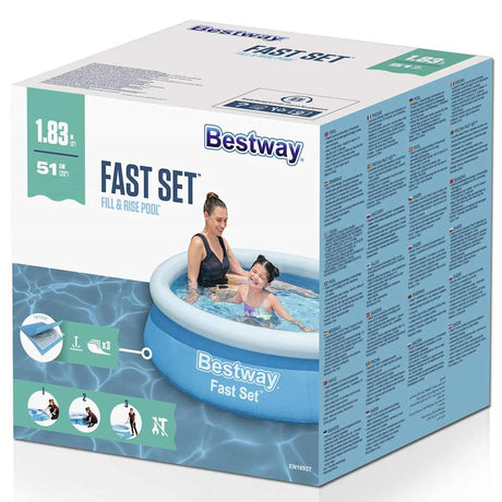 Bestway zwembad fast set opblaasbaar rond 183x51 cm blauw