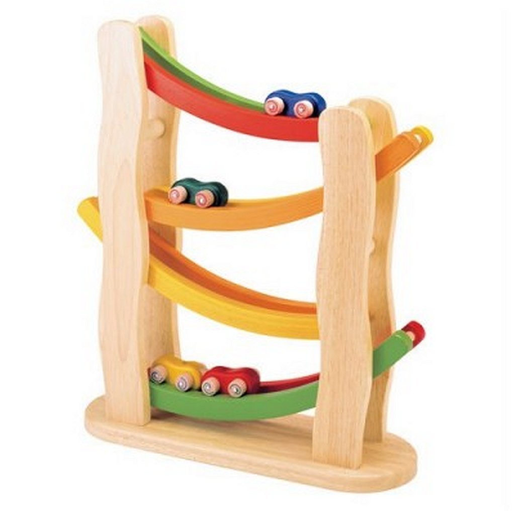 Pintoy pintoy houten regenboog helling autobaan + 4 auto #039;s