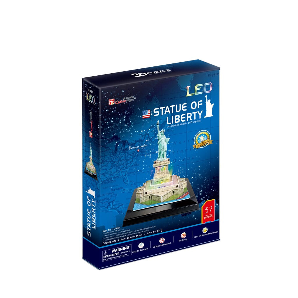 Kubisches lustiges 3D-Puzzle Freiheitsstatue + LED-Beleuchtung 37 Teile