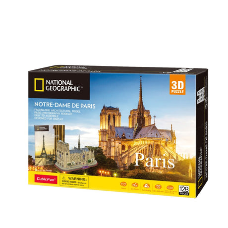 Kubisches lustiges National Geographic 3D-Puzzle „Notre-Dame Paris“, 128 Teile