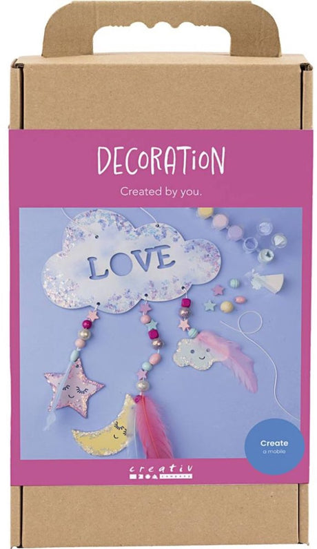 Creativ Company Hobby-Set Dekoration, Wolke, Mond, Stern, Glitzerfarben, Pastellfarben, 1 Box