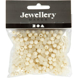 Creativ Company Kunststoffperlen, D 6 mm, Lochgröße 2 mm, ca. 150 Stück, Creme, 40 g 1 Box