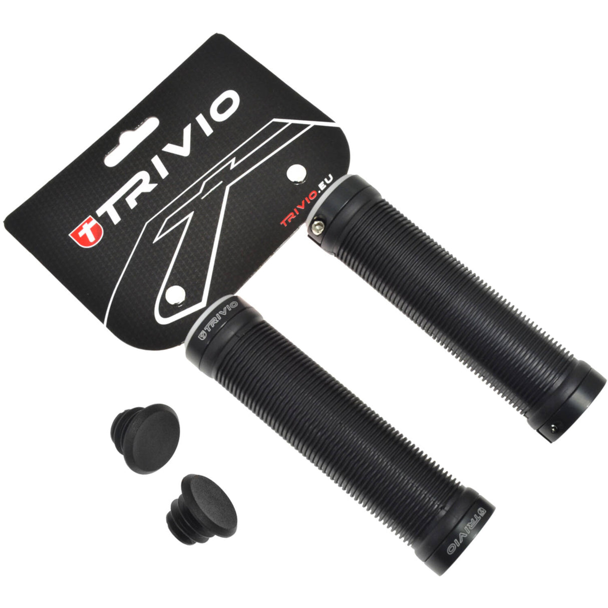 Trivio - Fahrradgriffe geriffelter Griff schwarz + Lock-on schwarz